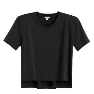 Cuyana Gewatteerd Shoulder Cropped Tee T-shirts Dames Zwart | LRA3380HM