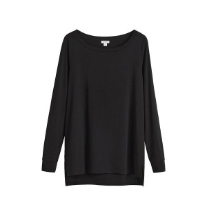 Cuyana Pima Boatneck Long Sleeve Tee T-shirts Dames Zwart | TWV740AF