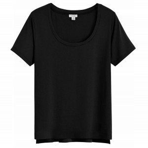 Cuyana Pima Scoop Neck Tee T-shirts Dames Zwart | CRP3754FF