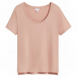 Cuyana Pima Scoop Neck Tee T-shirts Dames Roze | DZB5011UH