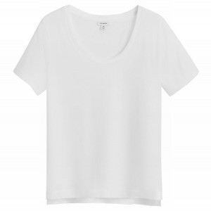 Cuyana Pima Scoop Neck Tee T-shirts Dames Wit | XGI871OK