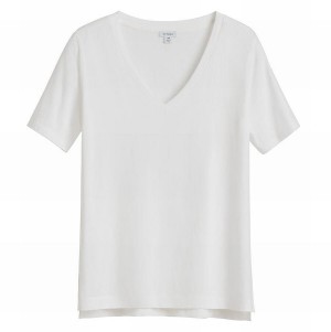 Cuyana Pima V-Neck Tee T-shirts Dames Wit | ZUC4977AS