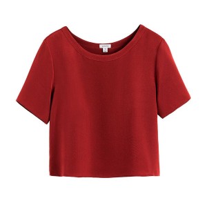 Cuyana Silk Cropped Crewneck Tee T-shirts Dames Rood | NLX2137GE