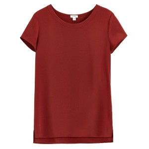 Cuyana Silk High-Low Tee T-shirts Dames Donkerrood | VZR775SX