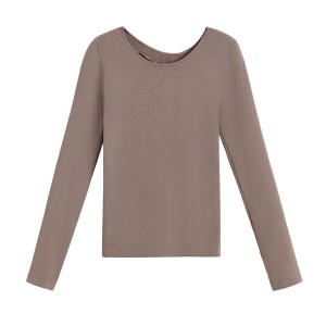 Cuyana Stretch Long Sleeve Tee T-shirts Dames Lichtbruin | EBB3335NF