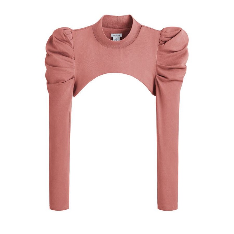 Cuyana French Terry Puff Sleevelette T-shirts Dames Roze | IFQ755IQ