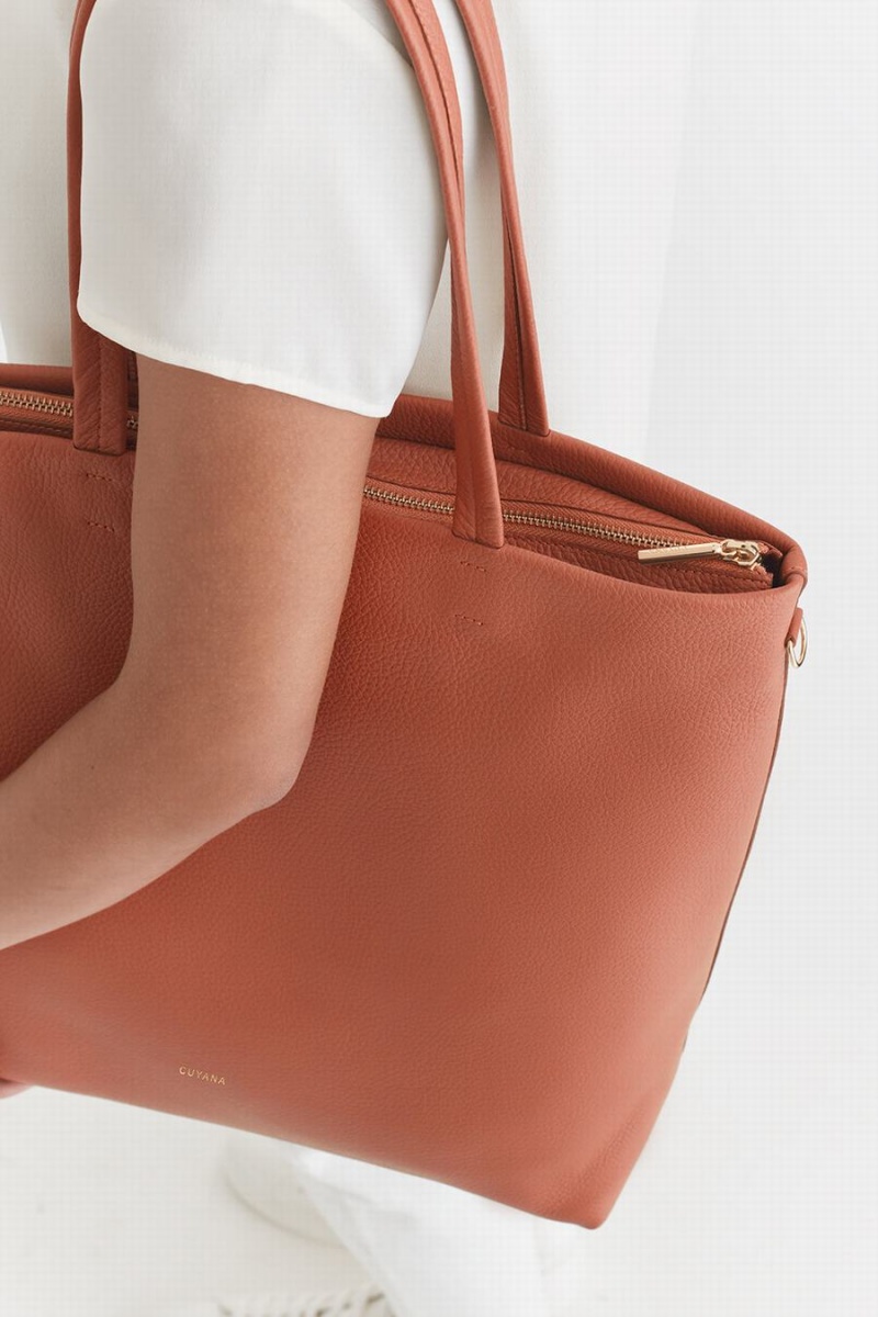 Cuyana Hoge Easy Rits Tote Tassen Dames Rood Bruin | TNQ9912YM