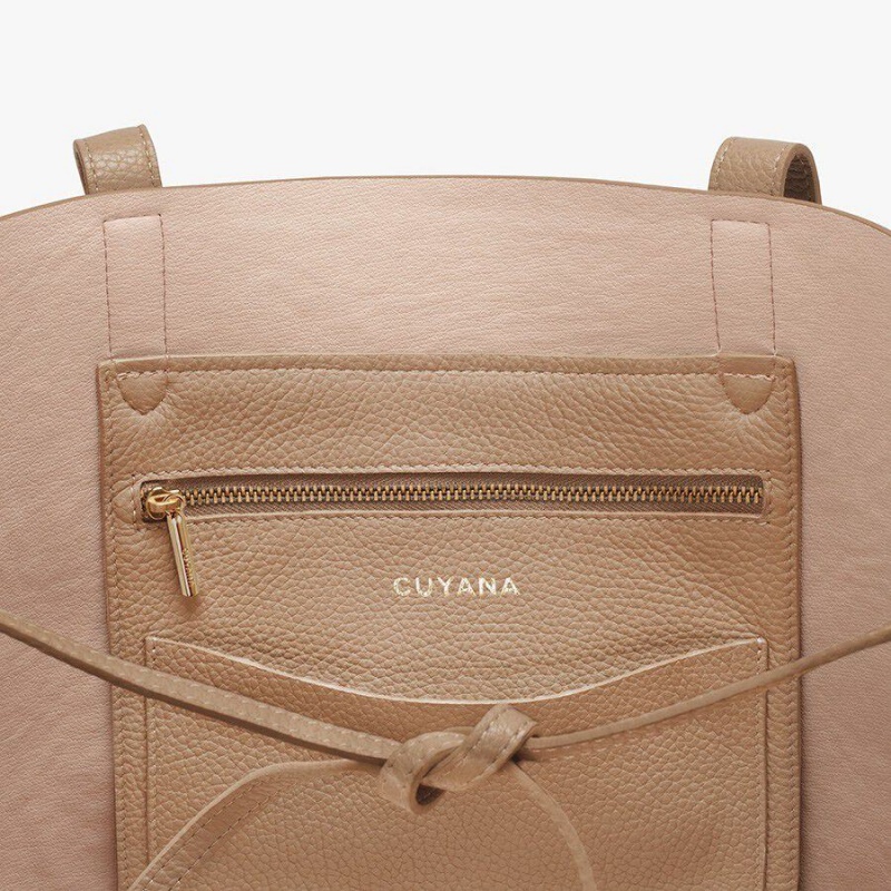 Cuyana Klassieke Structured Leren Tote Tassen Dames Khaki | NMW302PO