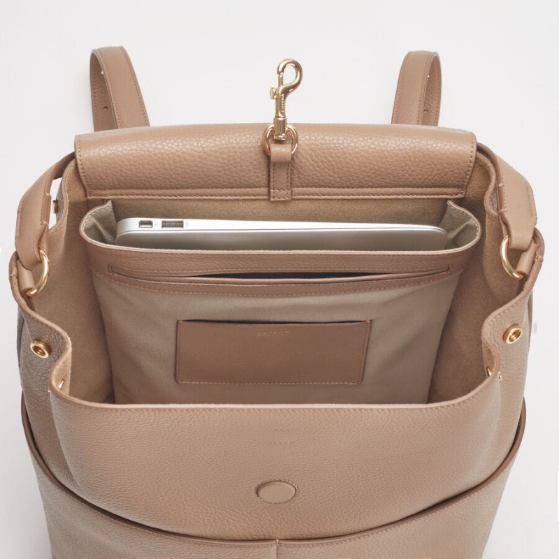 Cuyana Leren Rugzak Dames Khaki | LOG9858AD