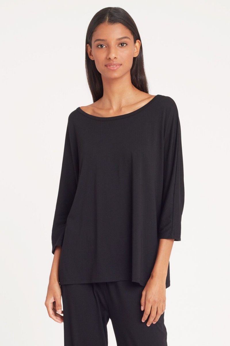 Cuyana Organic Pima Drape-Back T-shirts Dames Zwart | NPA10014WM