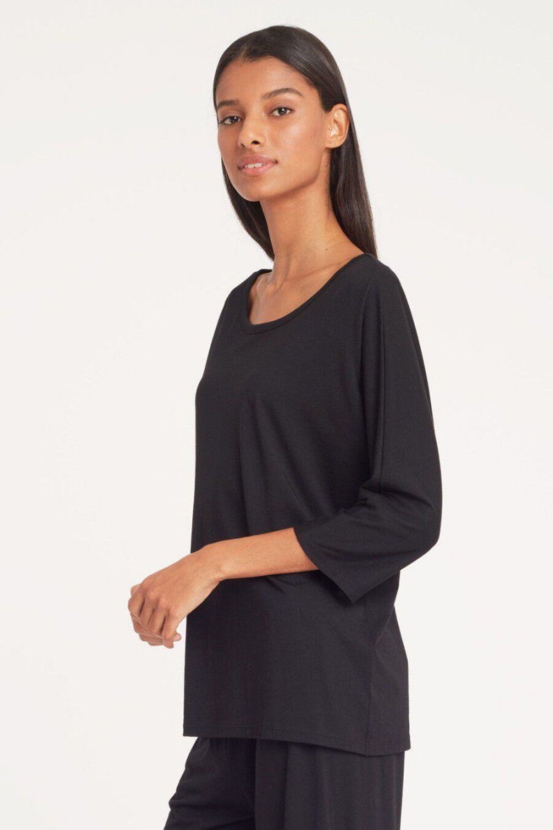 Cuyana Organic Pima Drape-Back T-shirts Dames Zwart | NPA10014WM