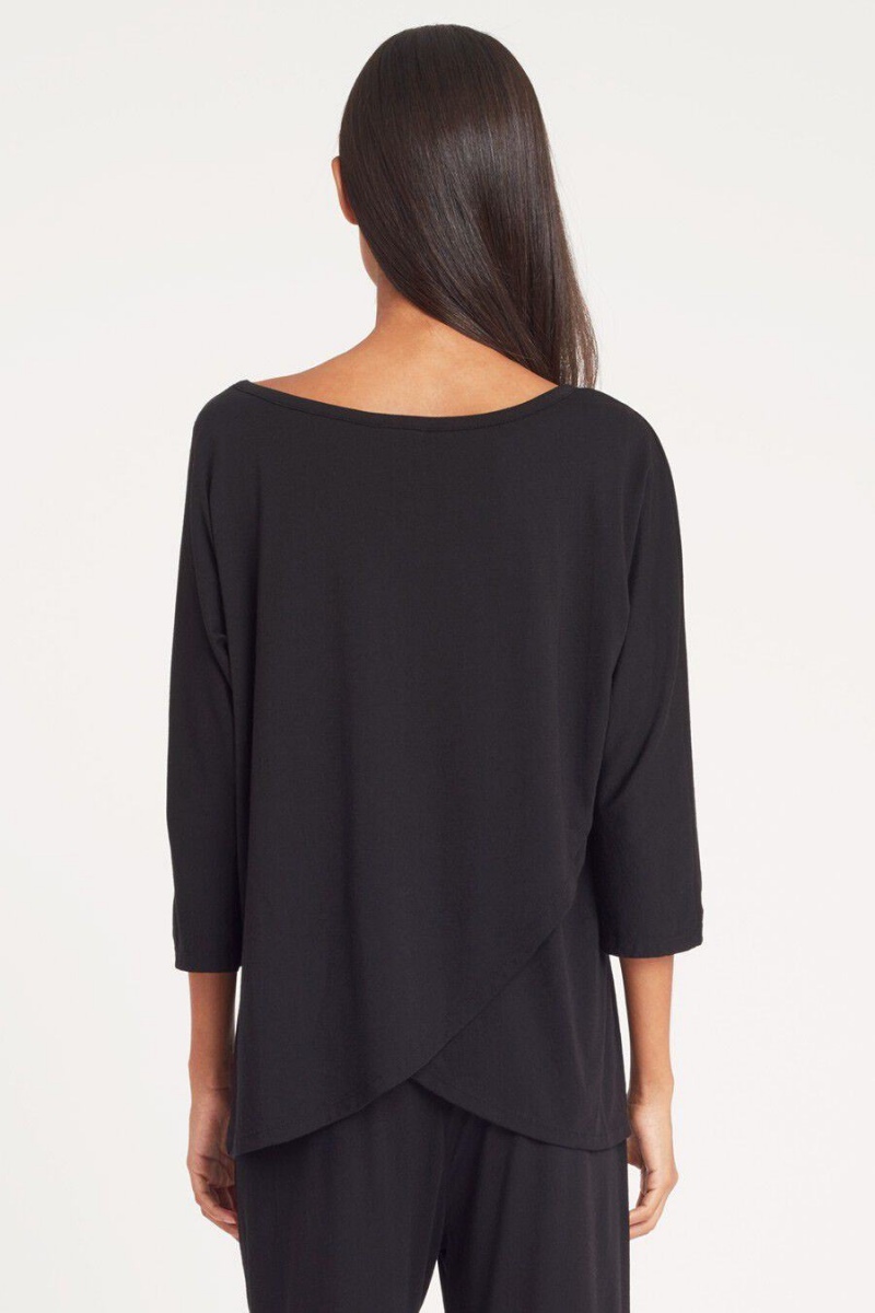 Cuyana Organic Pima Drape-Back T-shirts Dames Zwart | NPA10014WM