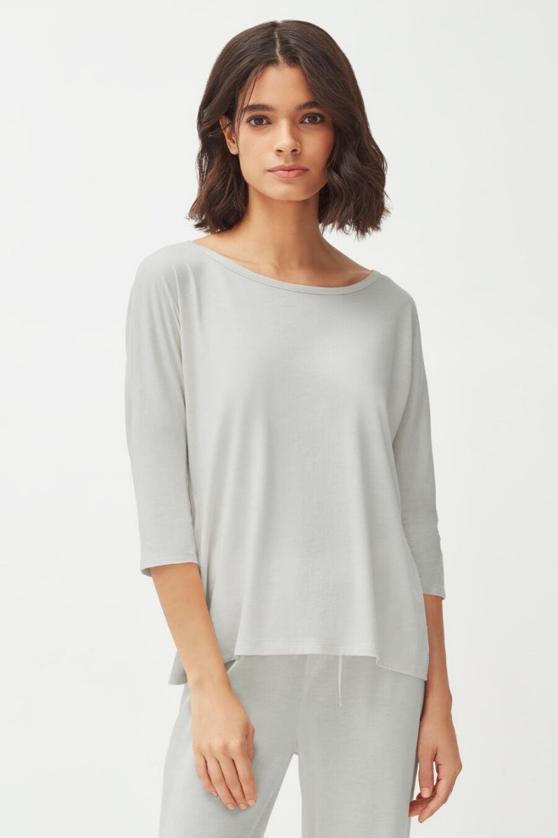 Cuyana Organic Pima Drape-Back T-shirts Dames Grijs | NHL1725NG