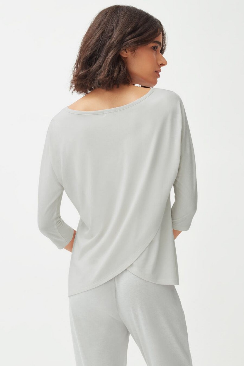 Cuyana Organic Pima Drape-Back T-shirts Dames Grijs | NHL1725NG