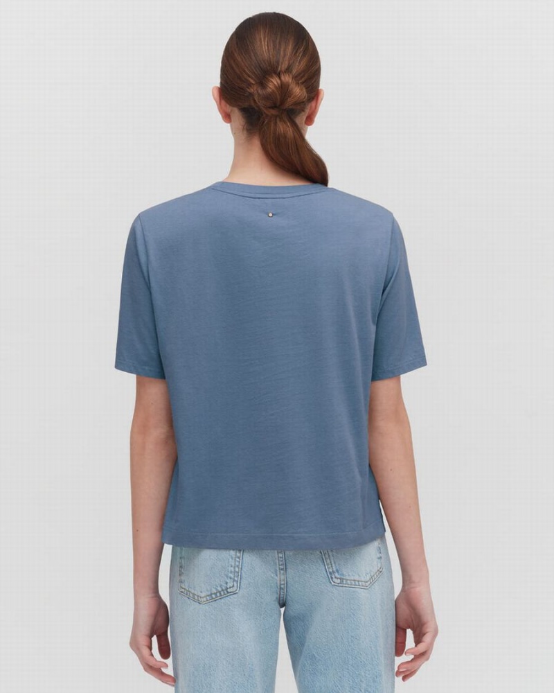 Cuyana Pima Cropped Tee T-shirts Dames Blauw | XBM3433BV