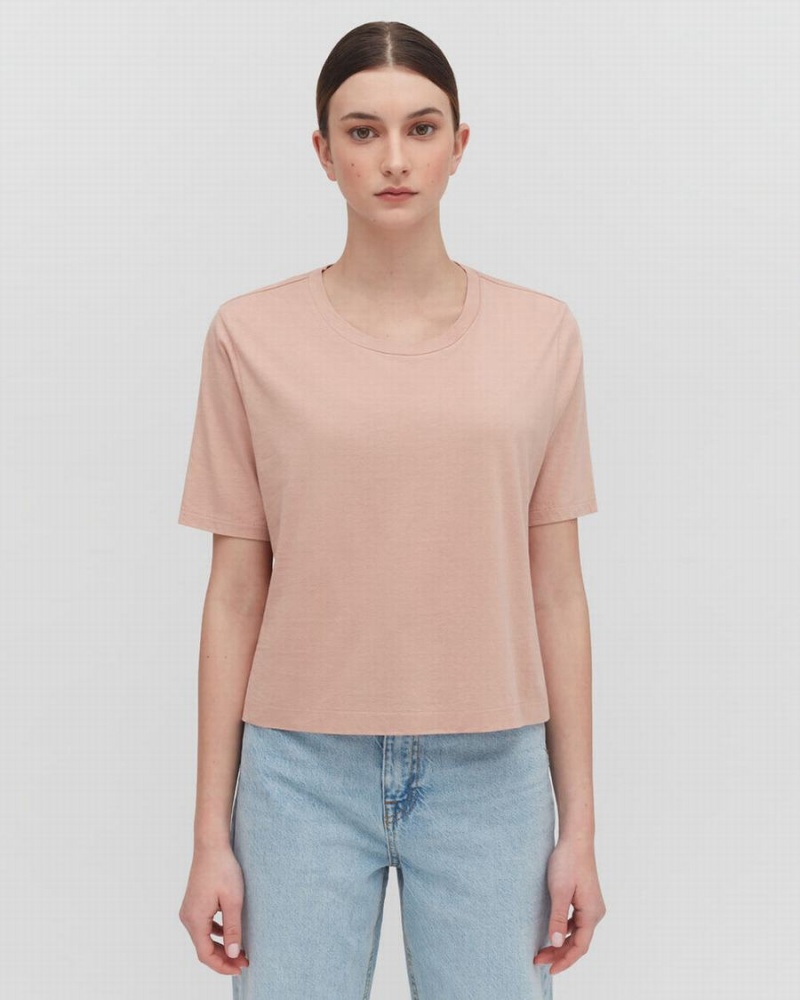 Cuyana Pima Cropped Tee T-shirts Dames Roze | VVH6926PE