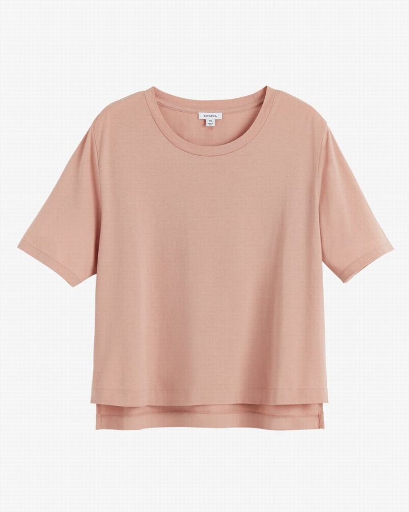 Cuyana Pima Cropped Tee T-shirts Dames Roze | VVH6926PE