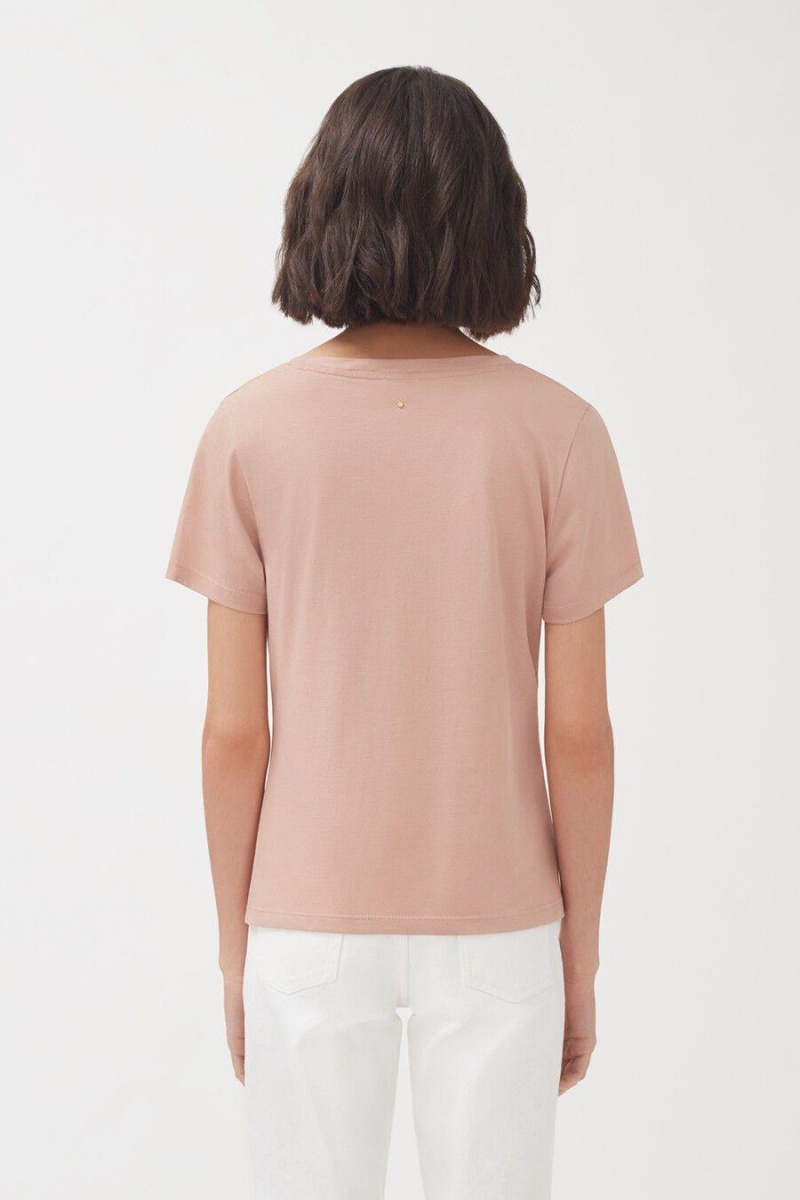 Cuyana Pima Scoop Neck Tee T-shirts Dames Roze | DZB5011UH