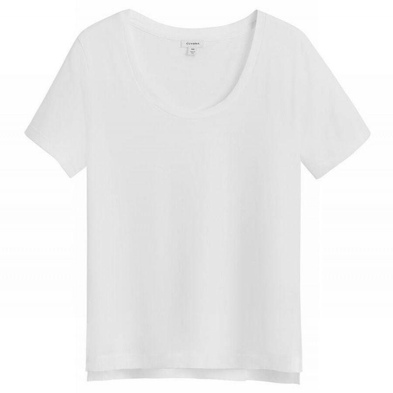 Cuyana Pima Scoop Neck Tee T-shirts Dames Wit | XGI871OK