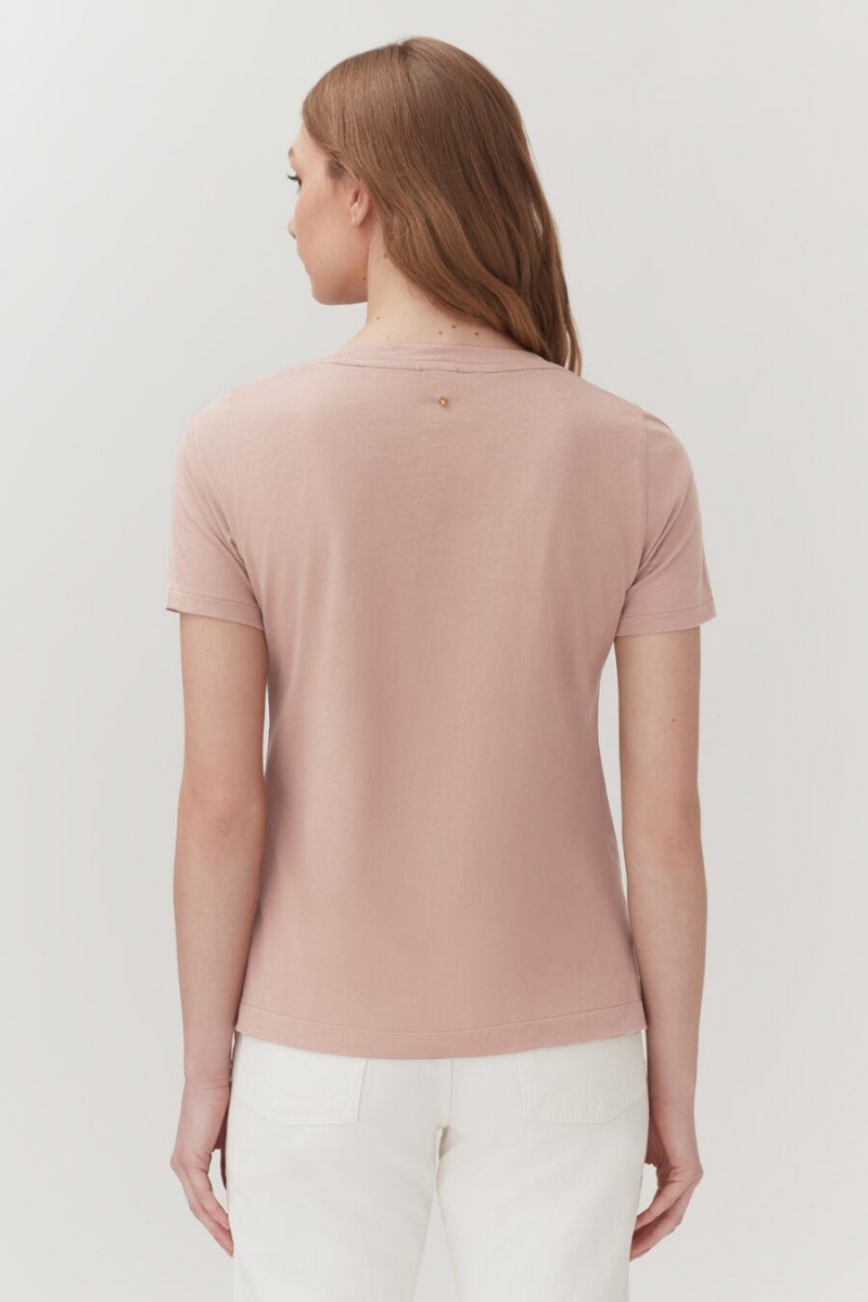 Cuyana Pima V-Neck Tee T-shirts Dames Roze | TSL5162JI