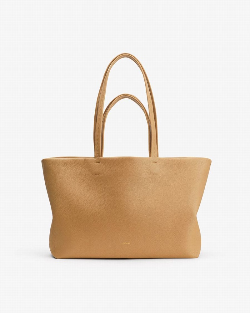 Cuyana Small Easy Tote Tassen Dames Geel Bruin | HXG5062HL