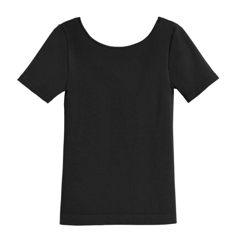 Cuyana Stretch Scoop Neck Tee T-shirts Dames Zwart | RME1819MH